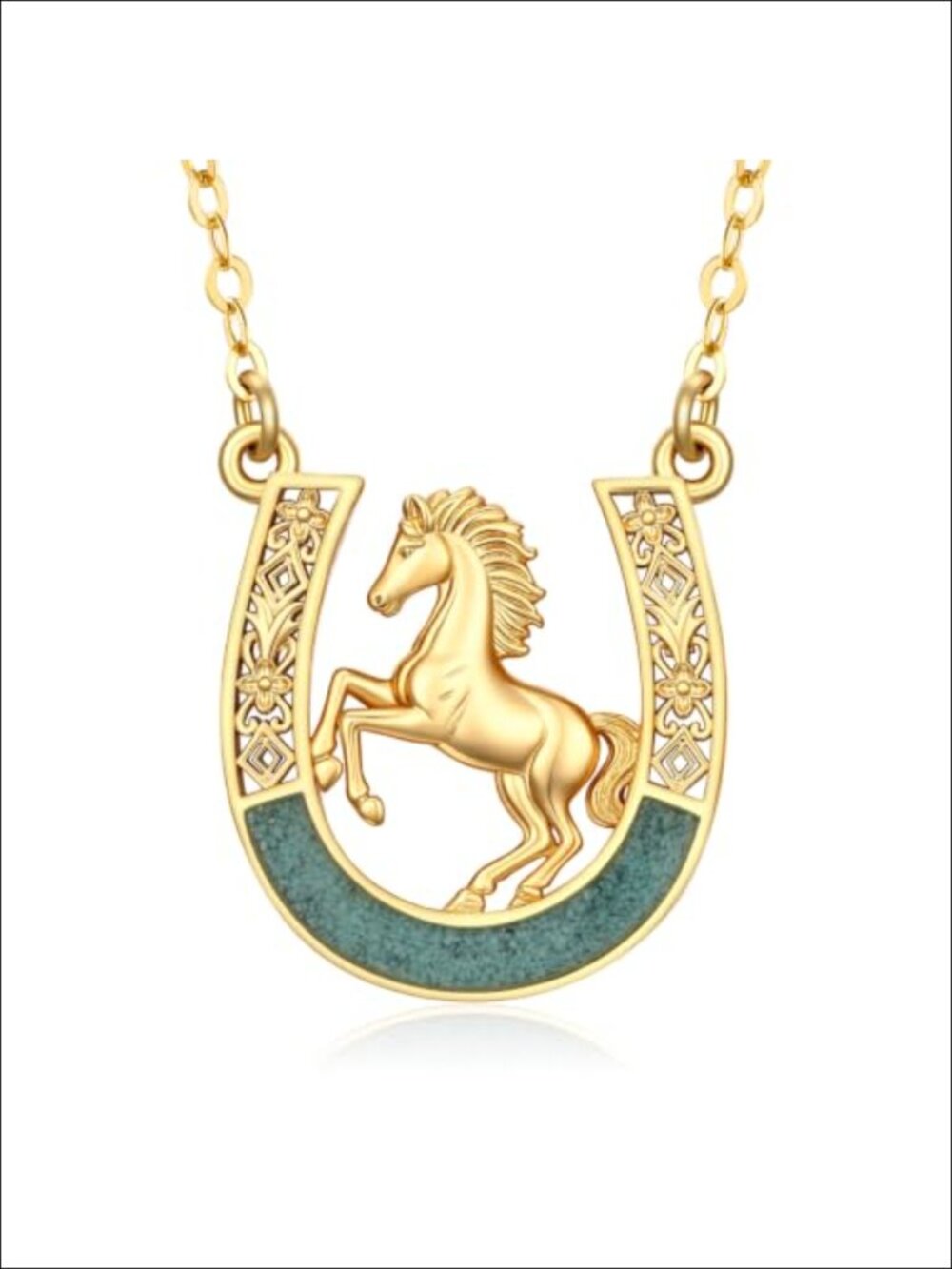 14K Gold Horseshoe Pendant Necklace, Cowgirl Jewelry, 18-Inch Chain, Gift
